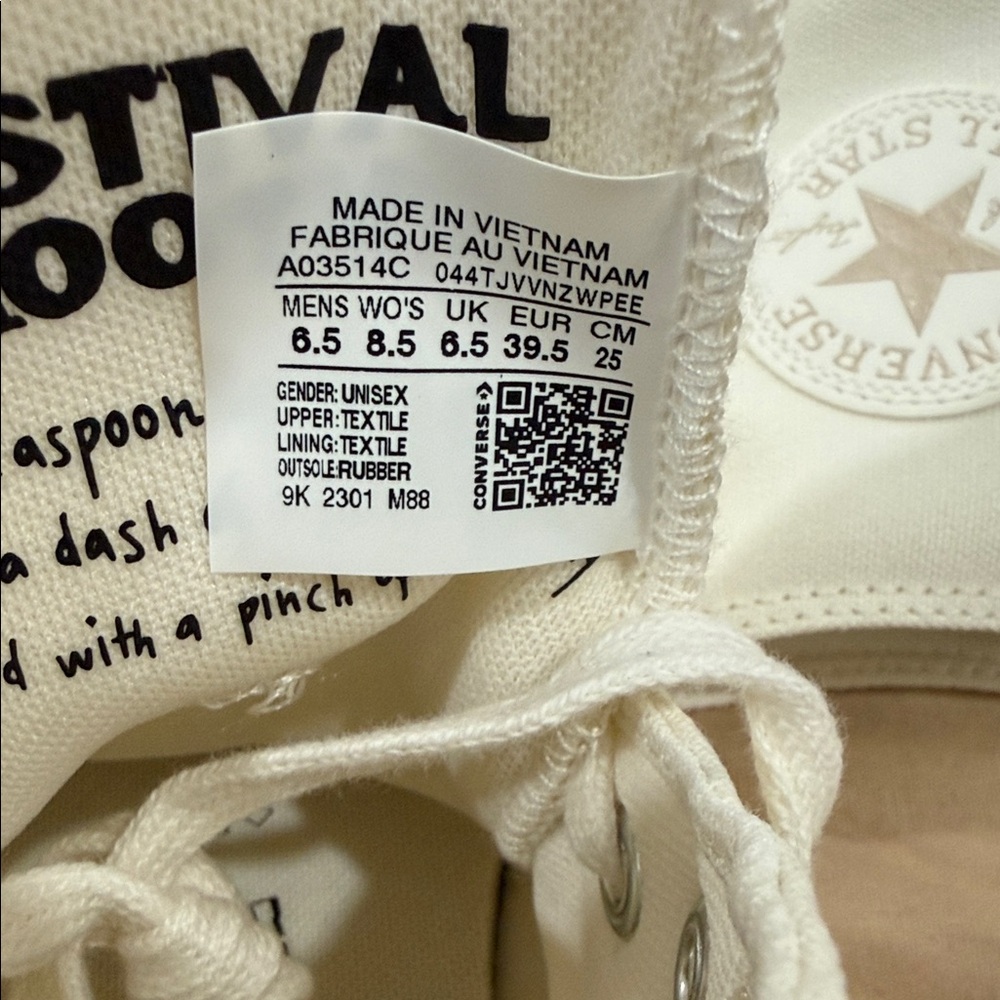 Converse Women's Cream High-Top Sneakers with Floral Embroidery - Picture 3 of 7